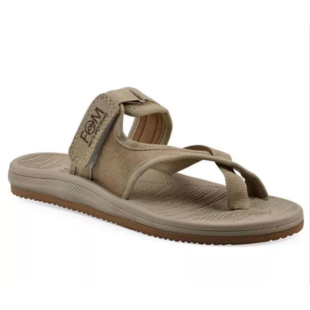 White Mountain Khaki Sandalwood FOM Basket Canvas Round Toe Flat Comfort Sandals